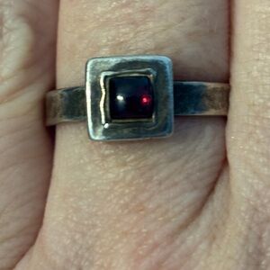 Silpada Sterling Silver Square Garnet Ring Size 9